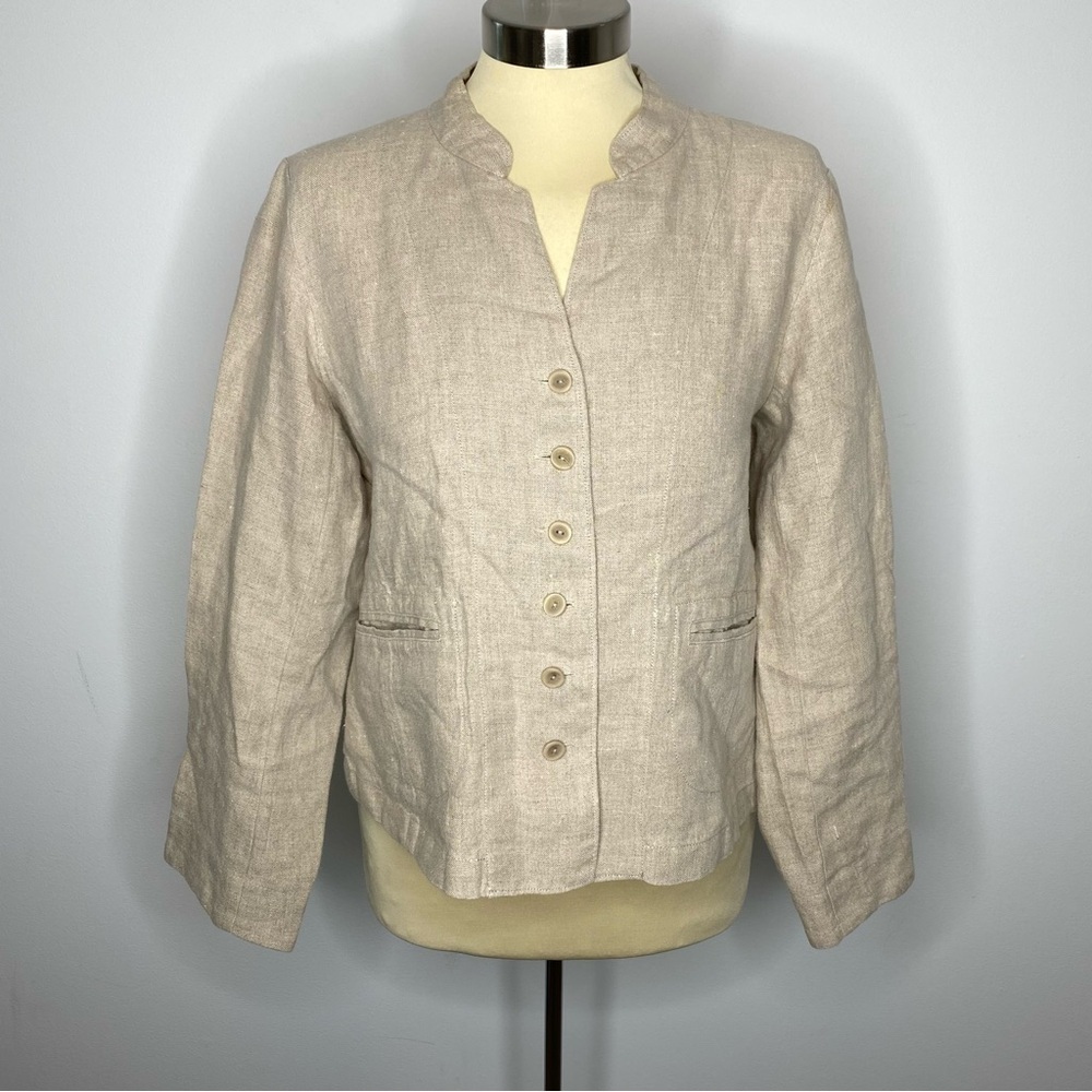 Eileen Fisher Petite Beige Irish Linen Blazer
